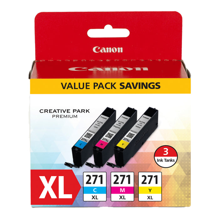 Canon Canon CLI-271 XL Cyan/Magenta/Yellow High Yield Original OEM Ink Cartridge Multi-Pack, 3-pack