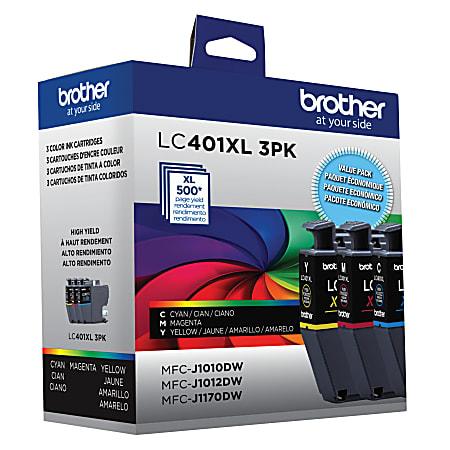 Brother LC401XL3PKS High Yield Original Ink Cartridge 3-Pack – Cyan Magenta Yellow, 500 Pages Each / 1,500 Total