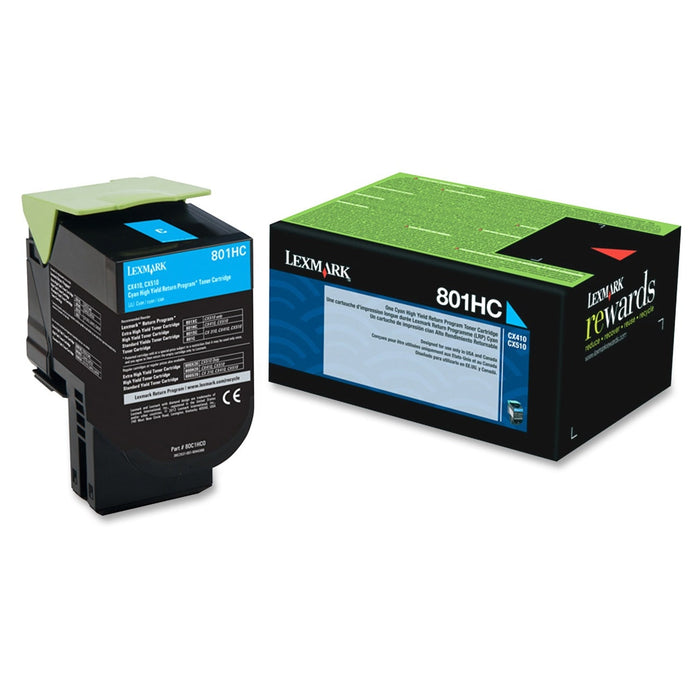 Lexmark 80C1HC0 Cyan High Yield Return Program Toner Cartridge