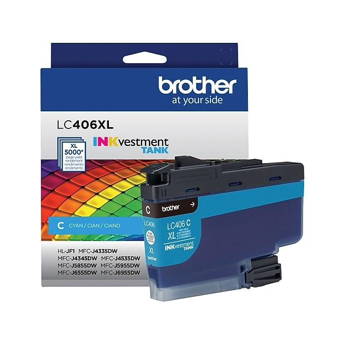 Brother LC406XL LC406XLCS High Yield Cyan Original INKvestment Tank Ink Cartridge – 5,000 Pages