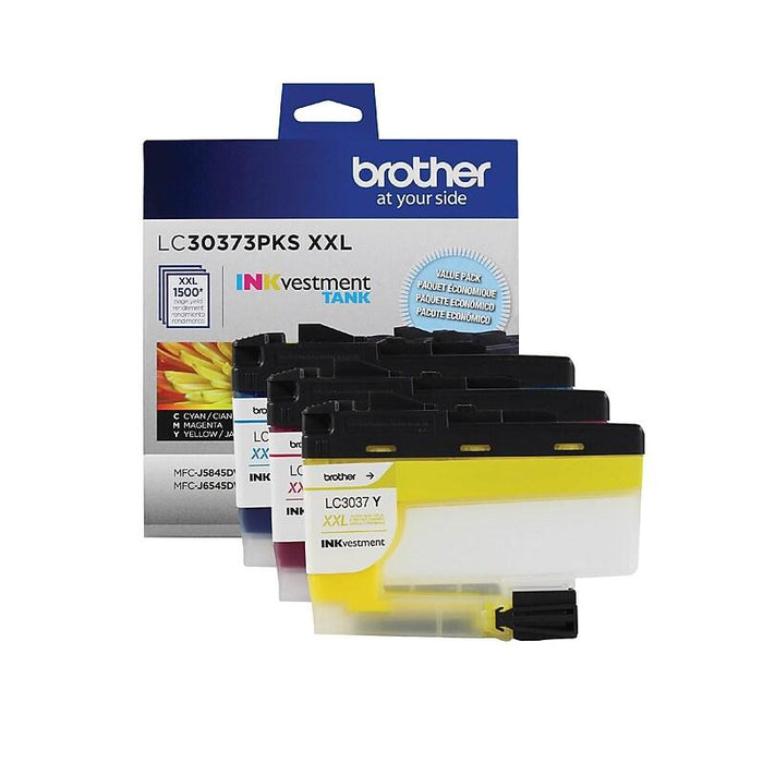 Brother LC30373PKS CMY Super High-Yield INKvestment Tank Original Ink Cartridge 3-Pack