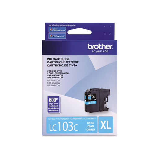Brother LC103C physical cyan ink cartridge package view