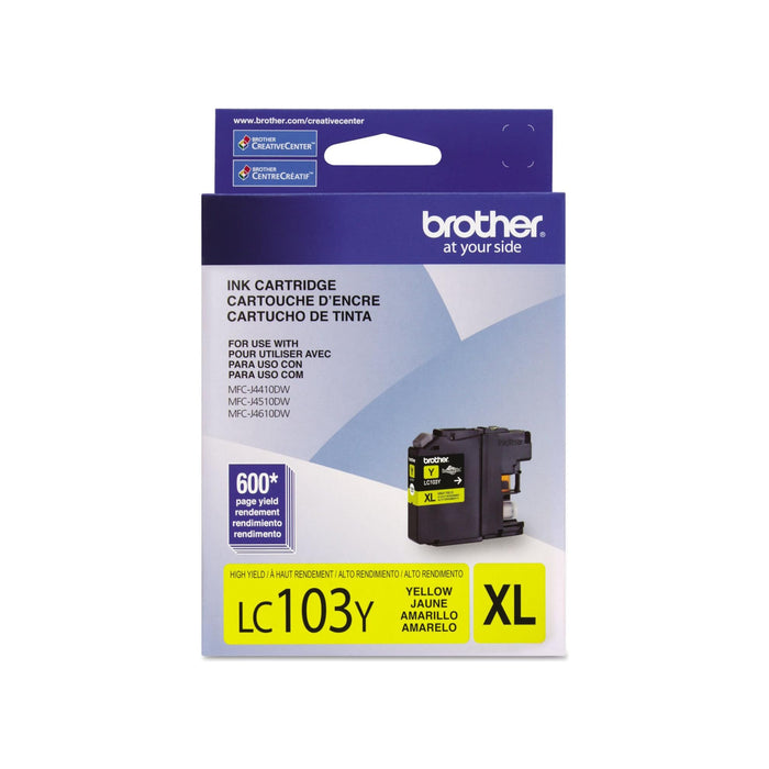 Brother LC103Y physical yellow ink cartridge package view