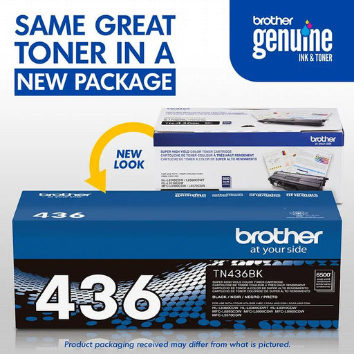 Brother TN-436BK Black toner old and new physical package view