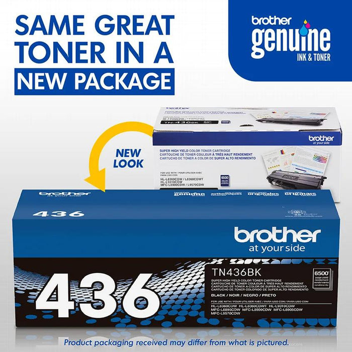 Brother TN-436BK Black toner old and new physical package view