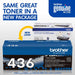 Brother TN-436BK Black toner old and new physical package view