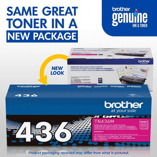 Brother TN-436M Magenta toner old and new physical package view
