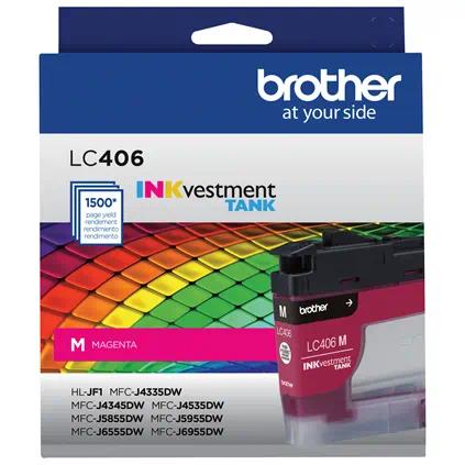 Brother LC406MS Standard-Yield Magenta INKvestment Tank Ink Cartridge — 1,500 Pages