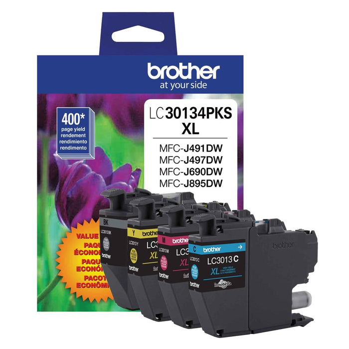 Brother LC30134PKS High-Yield Black Cyan Magenta Yellow Original Ink Cartridge 4-Pack