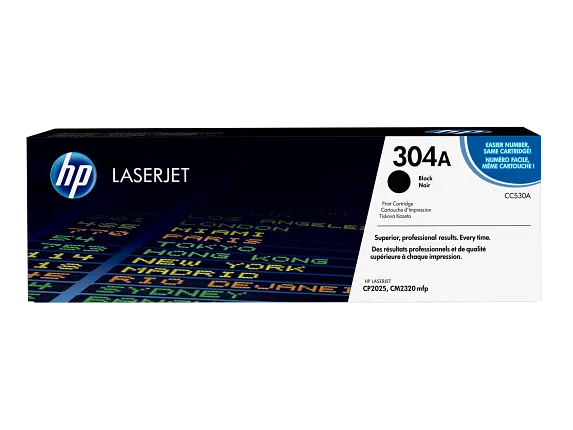 HP 304A CC530A Black Standard Yield Original LaserJet Toner Cartridge – 3,500 Pages