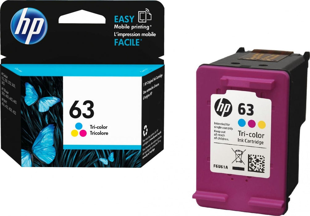 HP 63 F6U61AN Tri-Color Standard Yield Original Ink Cartridge