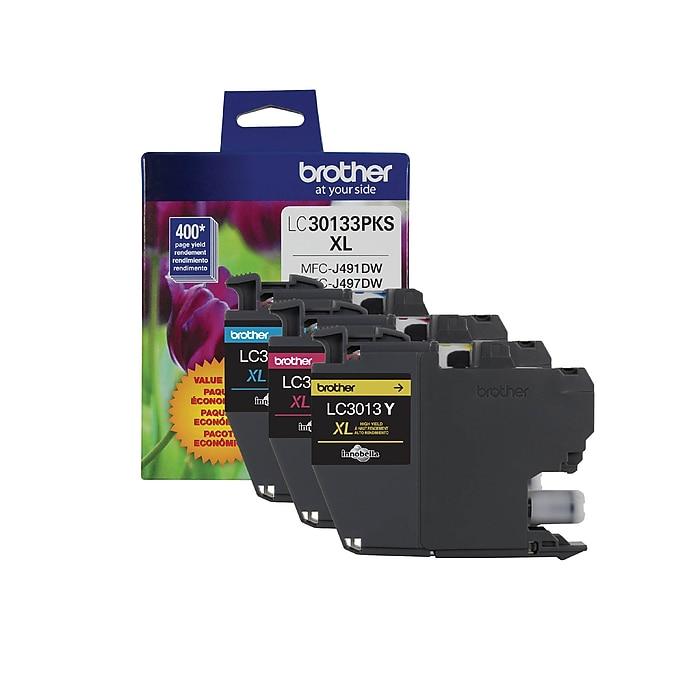 Brother LC30133PKS Cyan Magenta Yellow High-Yield Original Ink Cartridge 3-Pack