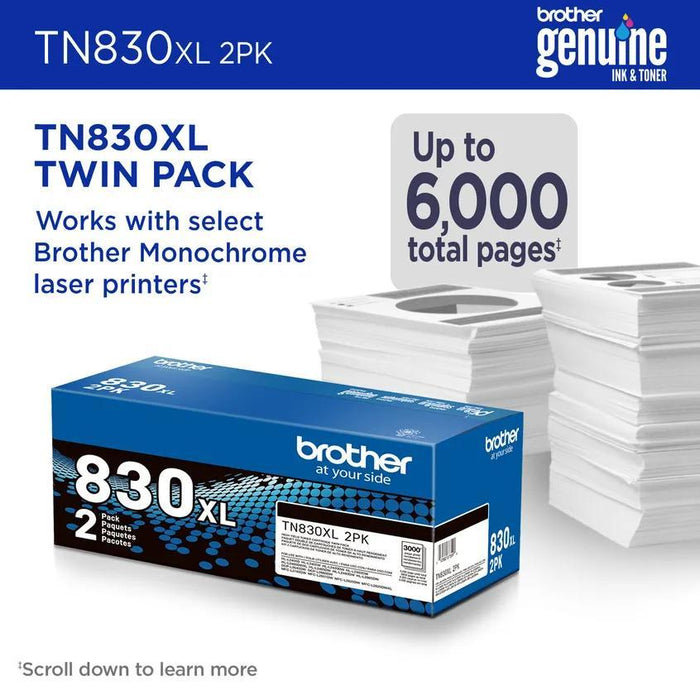 Brother TN-830 Black Standard Yield Original Laser Toner Cartridge – 1,200 Pages