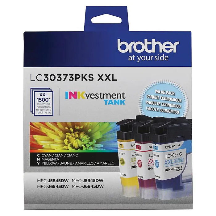 Brother LC30373PKS CMY Super High-Yield INKvestment Tank Original Ink Cartridge 3-Pack