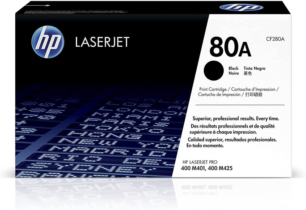 HP 80A CF280A Black Standard Yield Original LaserJet Toner Cartridge – 2,700 Pages