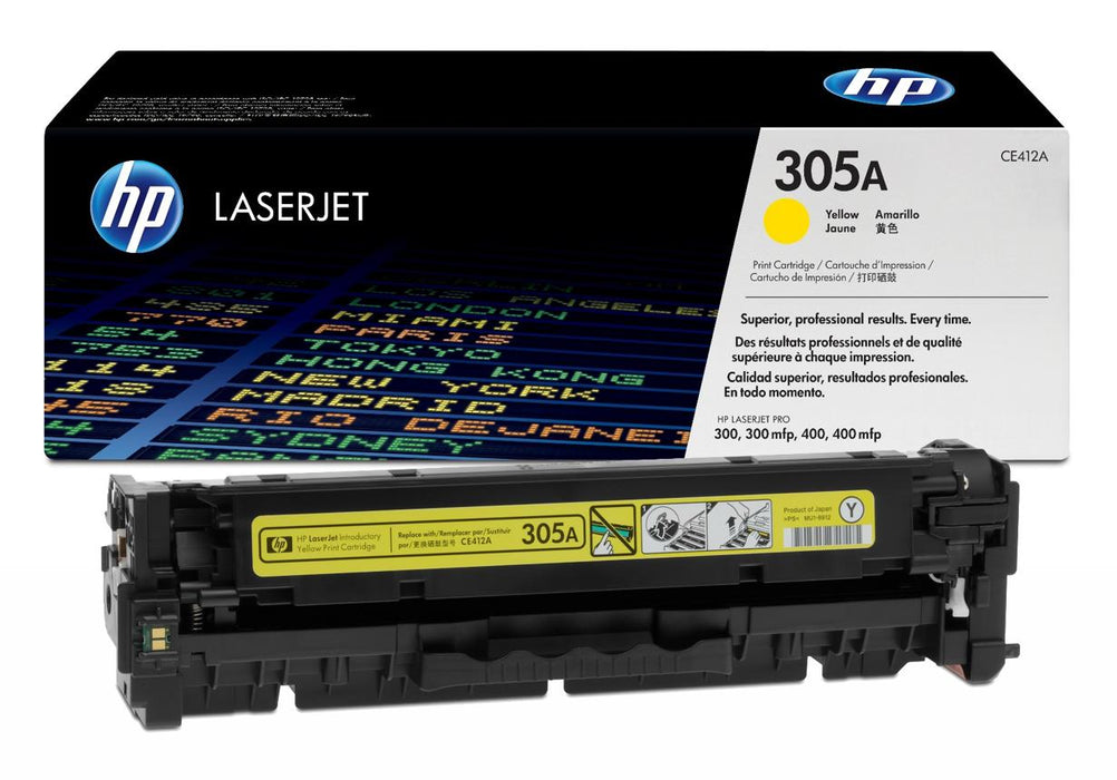 HP 305A CE412A Yellow Standard Yield Original LaserJet Toner Cartridge – 2,600 Pages