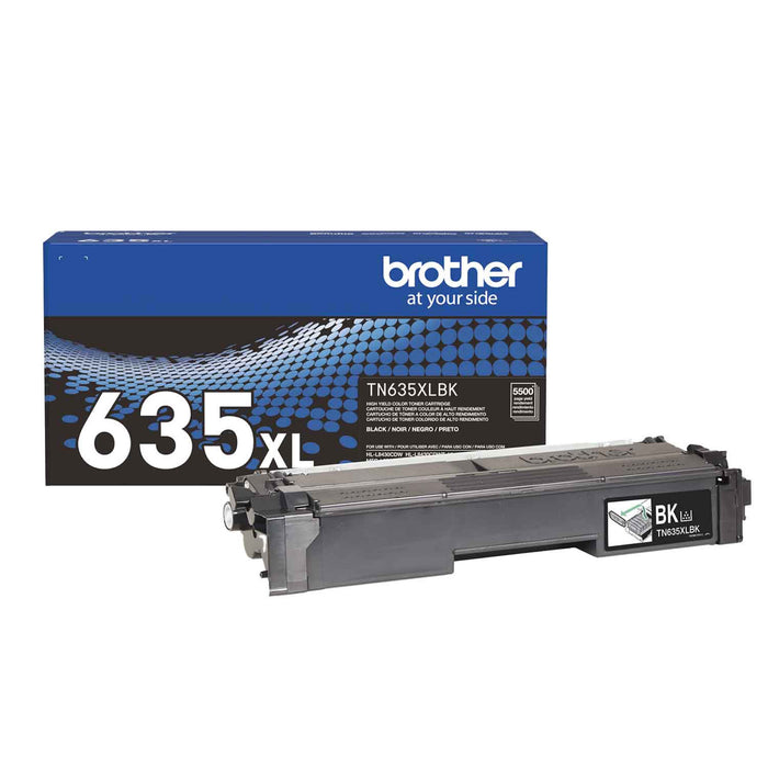 Brother TN635XLBK genuine high-yield black toner cartridge with packaging