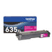 Brother TN635XLM genuine high-yield magenta toner cartridge with packaging