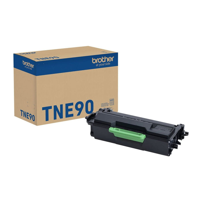 Brother TNE90 retail box and black genuine Max Yield toner cartridge