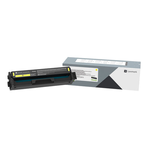 Lexmark C330H40 yellow high-yield toner cartridge and retail box