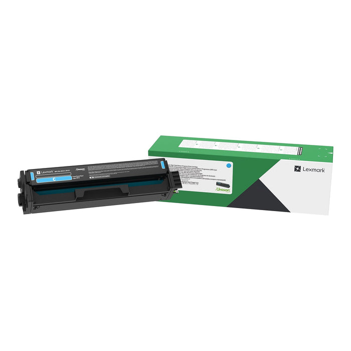 Lexmark C331HC0 cyan high-yield Return Program toner cartridge and retail box