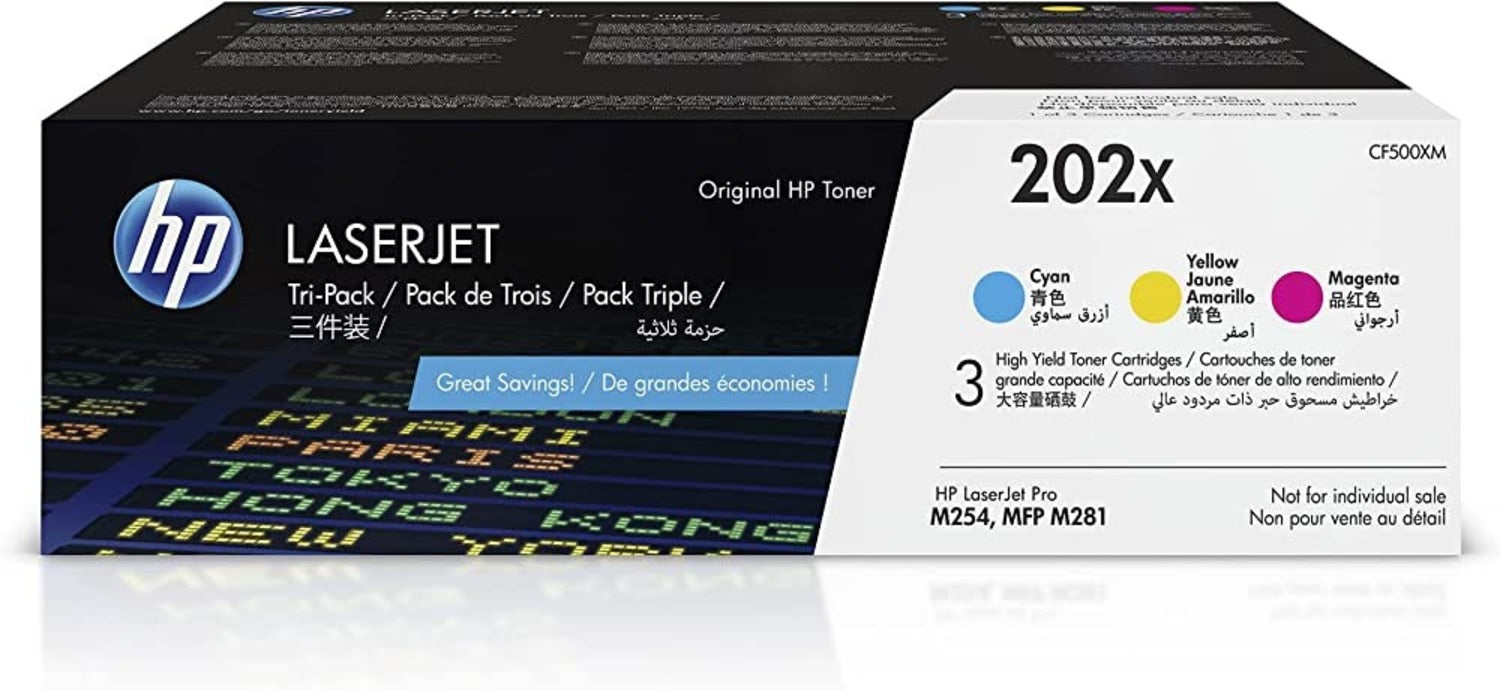 HP CF500XM Cyan / Magenta / Yellow High Yield Toner Cartridge Combo Pack