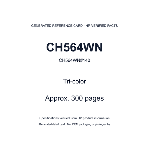 CH564WN - generated HP-verified SKU, color and yield detail card; not OEM packaging