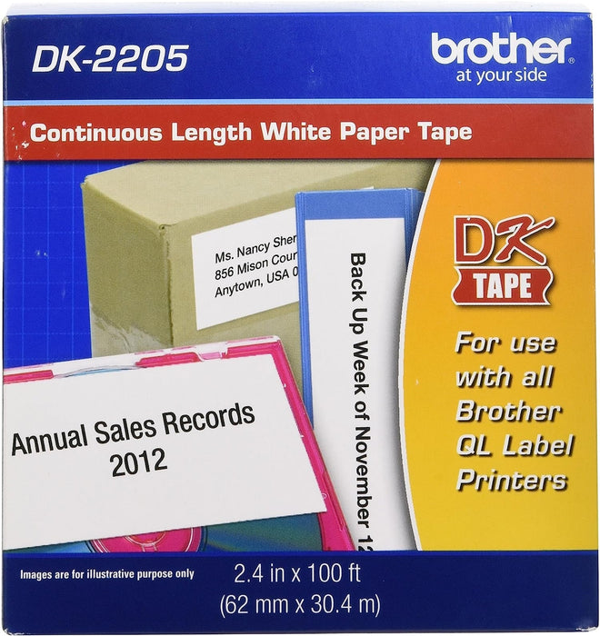 Brother DK-2205 Black On White Continuos Length Paper Tape
