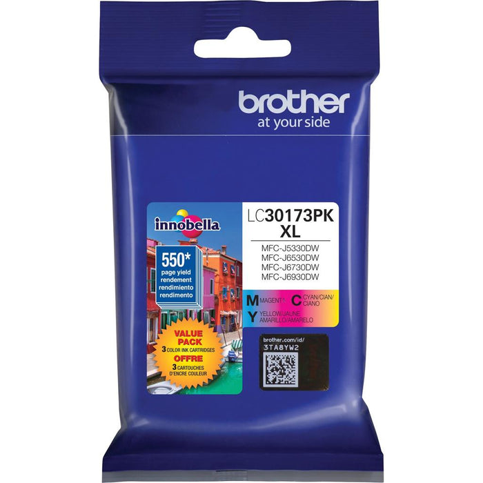 Brother LC30173PK Cyan Magenta Yellow High-Yield Original Ink Cartridge 3-Pack