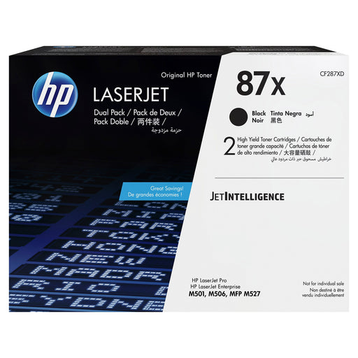 HP CF287XD 87X black high-yield original LaserJet toner two-pack retail box