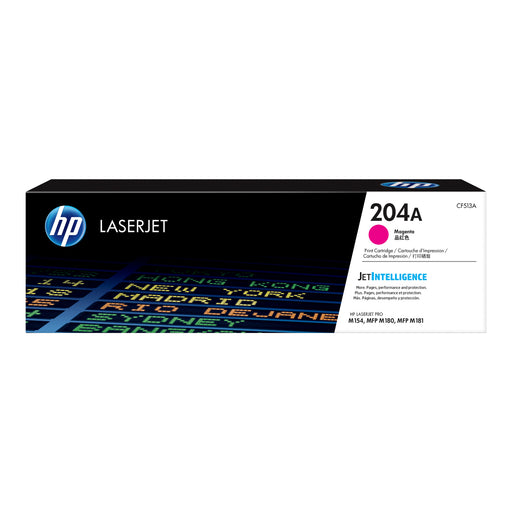 HP CF513A magenta genuine 204A toner cartridge with retail packaging
