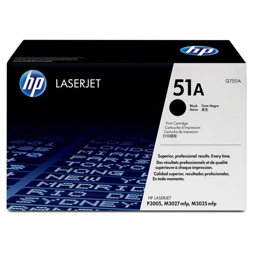 HP 51A Q7551A black standard-yield original LaserJet toner cartridge retail box
