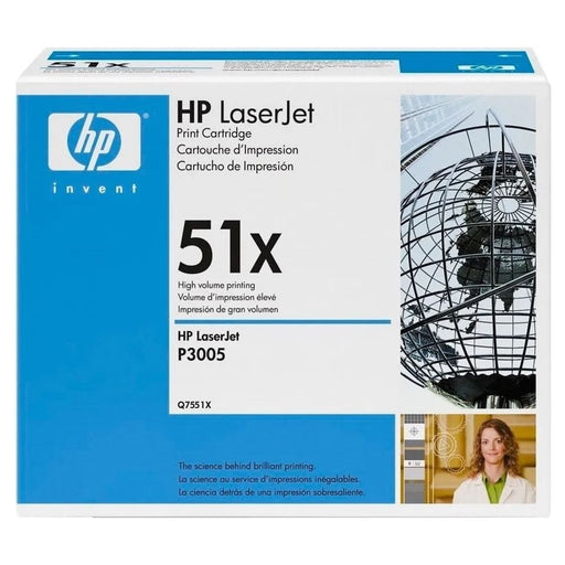 HP 51X Q7551X black high-yield original LaserJet toner cartridge retail box