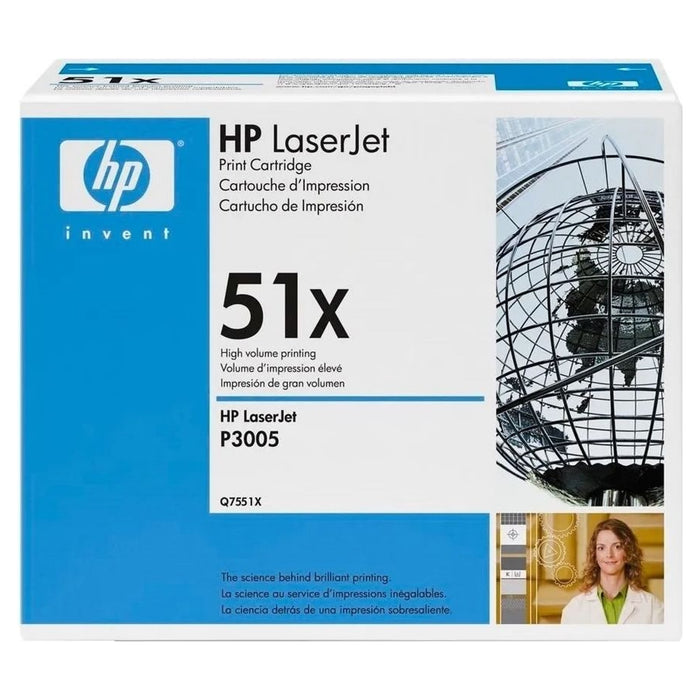 HP 51X Q7551X black high-yield original LaserJet toner cartridge retail box