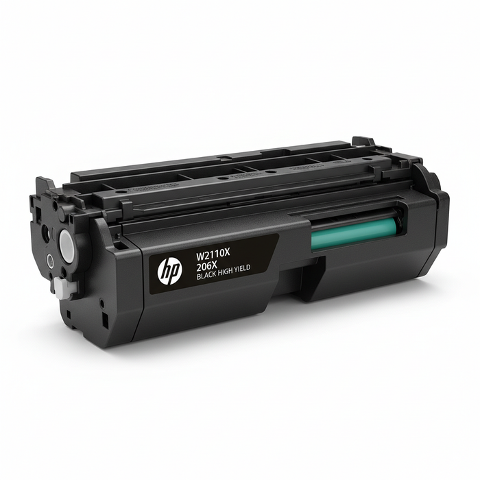 HP W2110X Black High Yield Toner Cartridge 206X side angle view