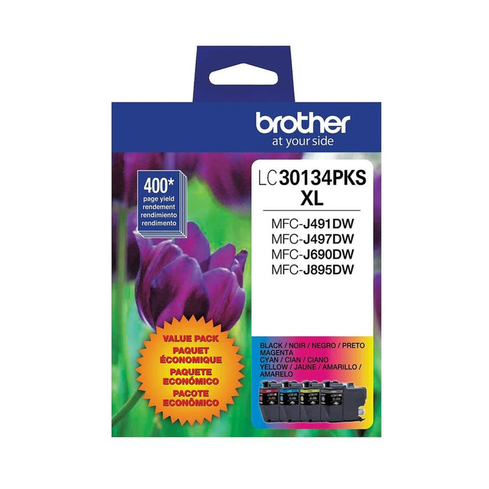 Brother LC30134PKS High-Yield Black Cyan Magenta Yellow Original Ink Cartridge 4-Pack