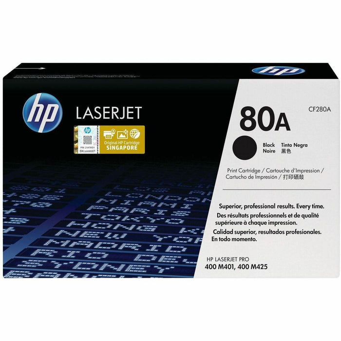 HP 80A CF280A Black Standard Yield Original LaserJet Toner Cartridge – 2,700 Pages