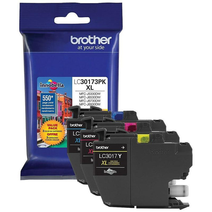 Brother LC30173PK Cyan Magenta Yellow High-Yield Original Ink Cartridge 3-Pack