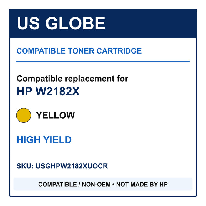 US Globe compatible non-OEM toner for HP W2182X, yellow high yield, SKU USGHPW2182XUOCR