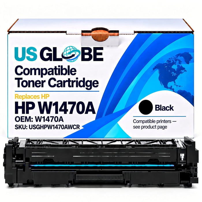 US Globe USGHPW1470AWCR Black Compatible Toner Cartridge (Replaces HP W1470A)