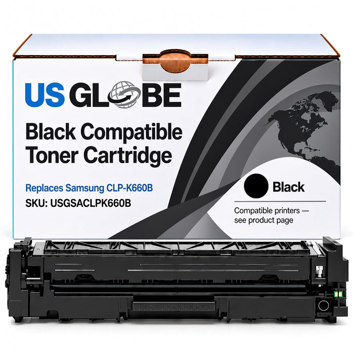 US Globe USGSACLPK660B Black Compatible Toner Cartridge (Replaces Samsung CLP-K660B)