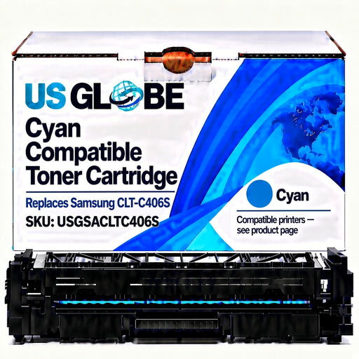 US Globe USGSACLTC406S Cyan Compatible Toner Cartridge (Replaces Samsung CLT-C406S)