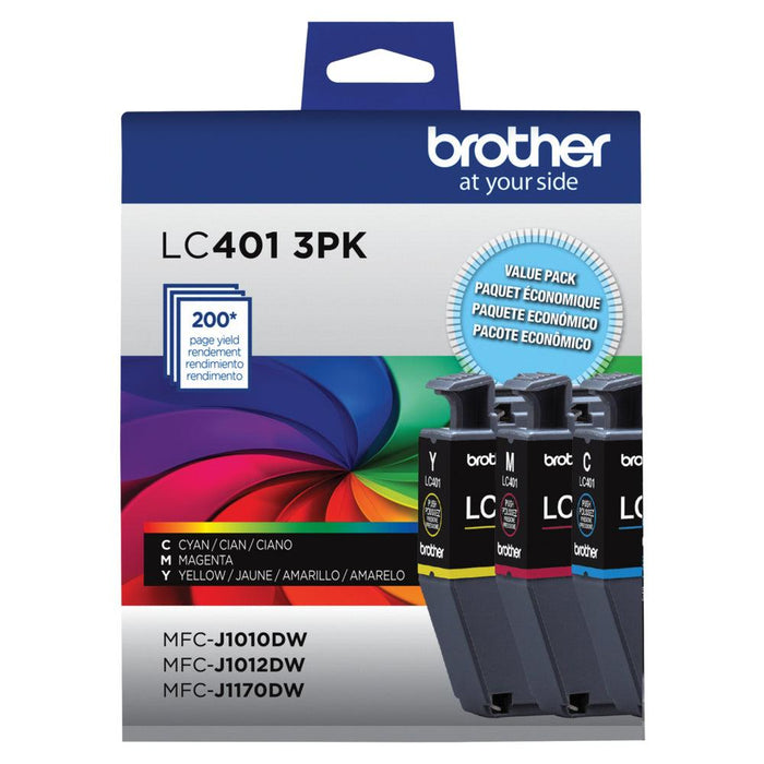 Brother LC4013PKS Standard-Yield Color Ink Cartridges 3-Pack — Cyan, Magenta & Yellow — 200 Pages Each