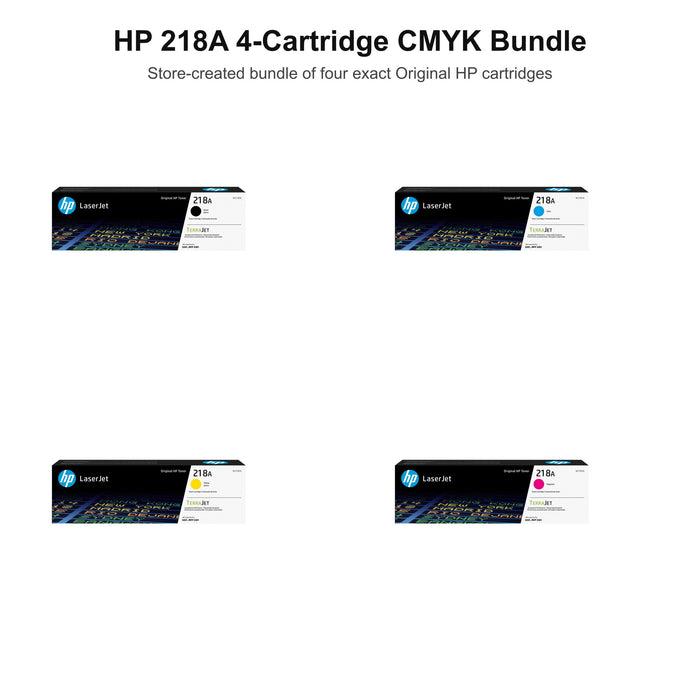 HP 218A 4-Cartridge CMYK Bundle, black cyan magenta and yellow